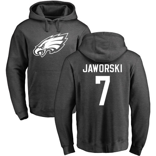 Men Philadelphia Eagles #7 Ron Jaworski Ash One Color NFL Pullover Hoodie Sweatshirts